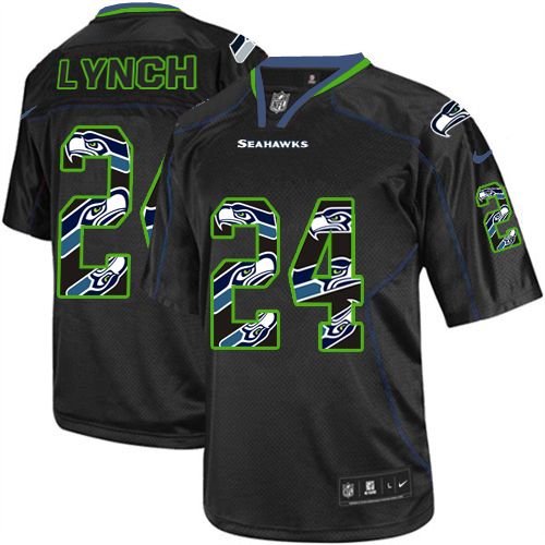 Youth Elite Marshawn Lynch Nike Jersey New Lights Out Black - #24 NFL Seattle Seahawks